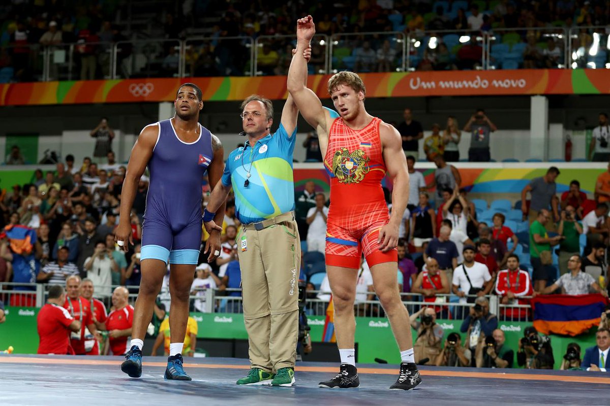 ArmPublicTV's tweet image. Greco-Roman #wrestler Arthur Aleksanyan won #Arm first #gold medal at #Rio2016  #Olympics.