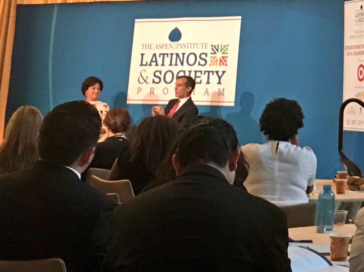adriannaq's tweet photo. LA Mayor @ericgarcetti talks about leading the city that is our country's future. #futurecreating #futureoflatinos https://t.co/PpjVOaaPlN