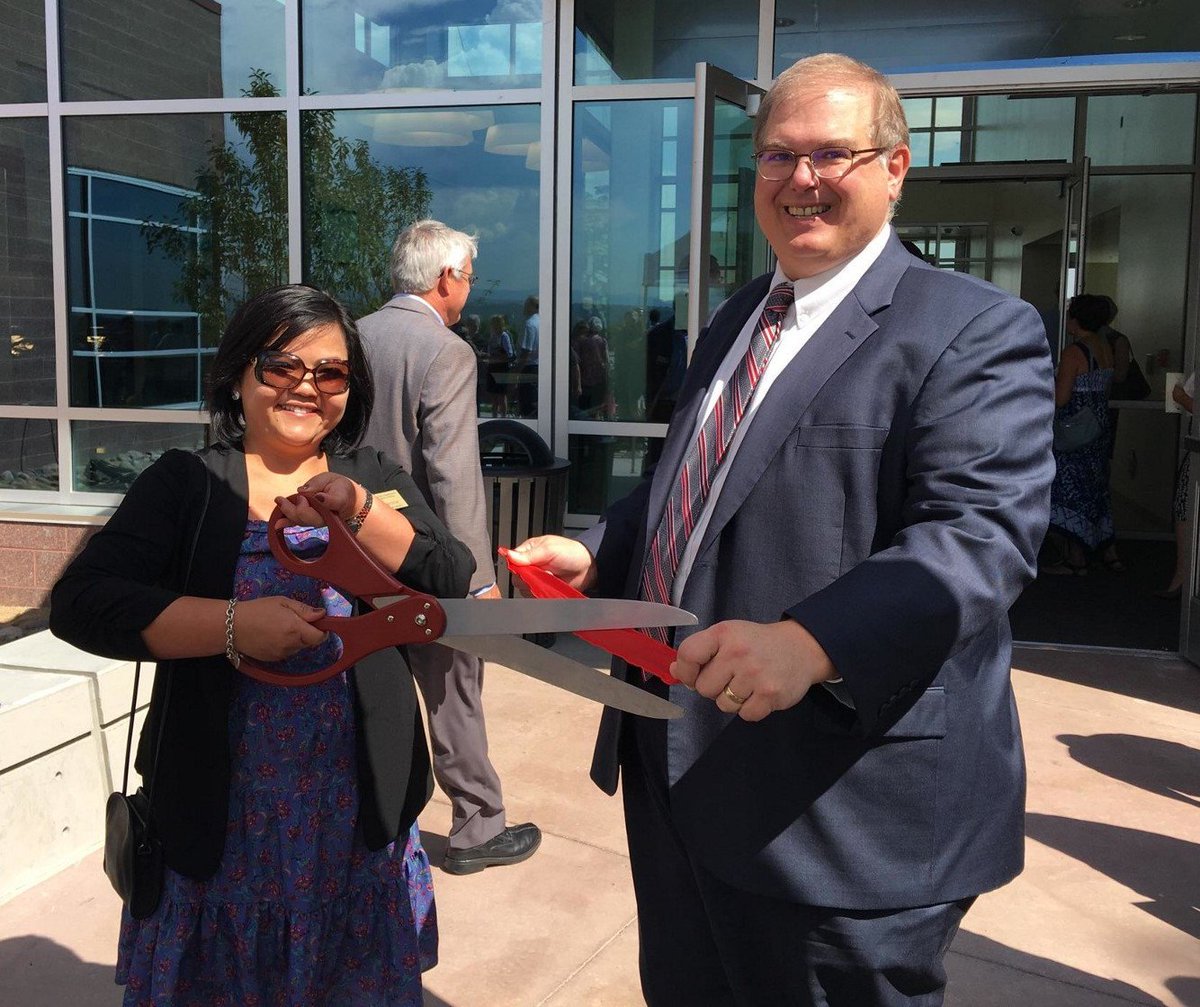 r_k_Howard's tweet photo. Ribbon cutting at Red Rocks CC-Arvada with Leah Porter, student member of the SBCCOE.  #GoCCCS #RRCCedu  Congrats! https://t.co/pIXF2T1C7S