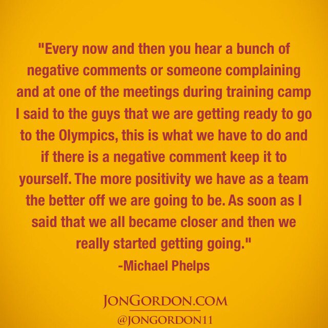 Michael Phelps describing one of the ways he helped his team become more connected.