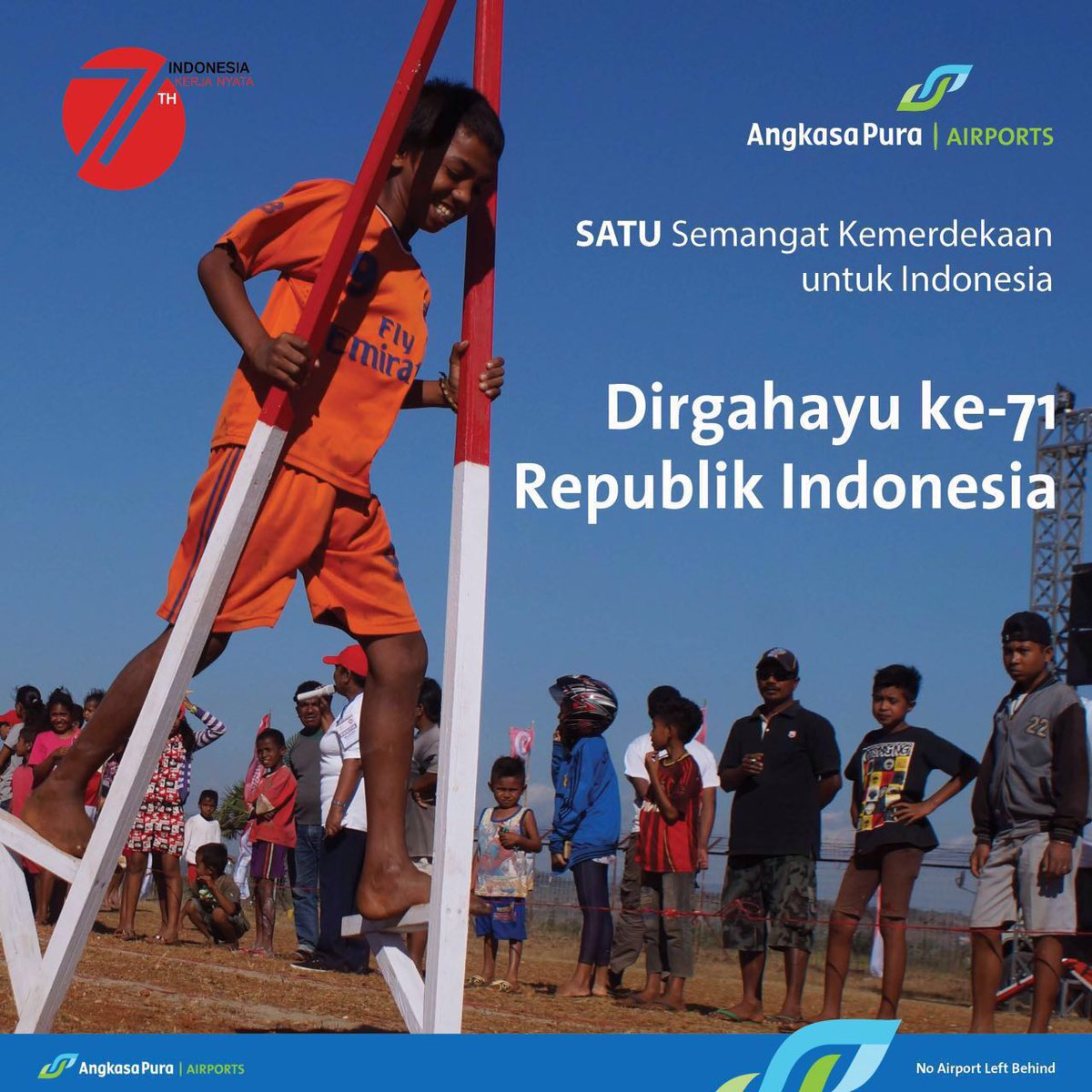 bdjairport's tweet photo. Dirgahayu ke 71 Republik Indonesia. SATU semangat kemerdekaan untuk Indonesia @kemenhub151 #HUTRI71 https://t.co/ttenUH1GqT