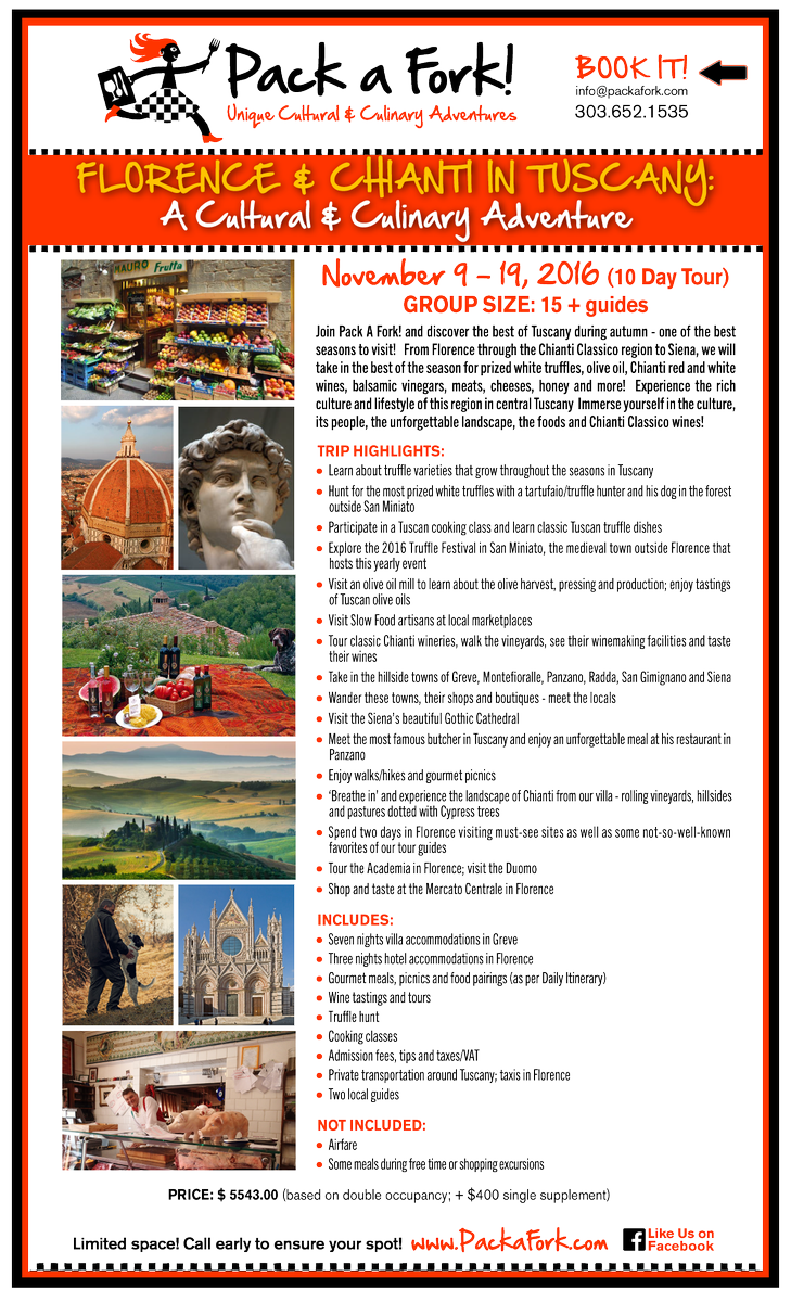 packafork's tweet photo. Check out our tour to Florence &amp; Chianti in Tuscany Nov 8-19 Unique experiences! https://t.co/qnW6ZltGtf #foodie https://t.co/vwgM3qk9R6