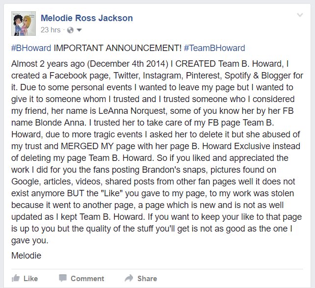 Team B. Howard tweet media