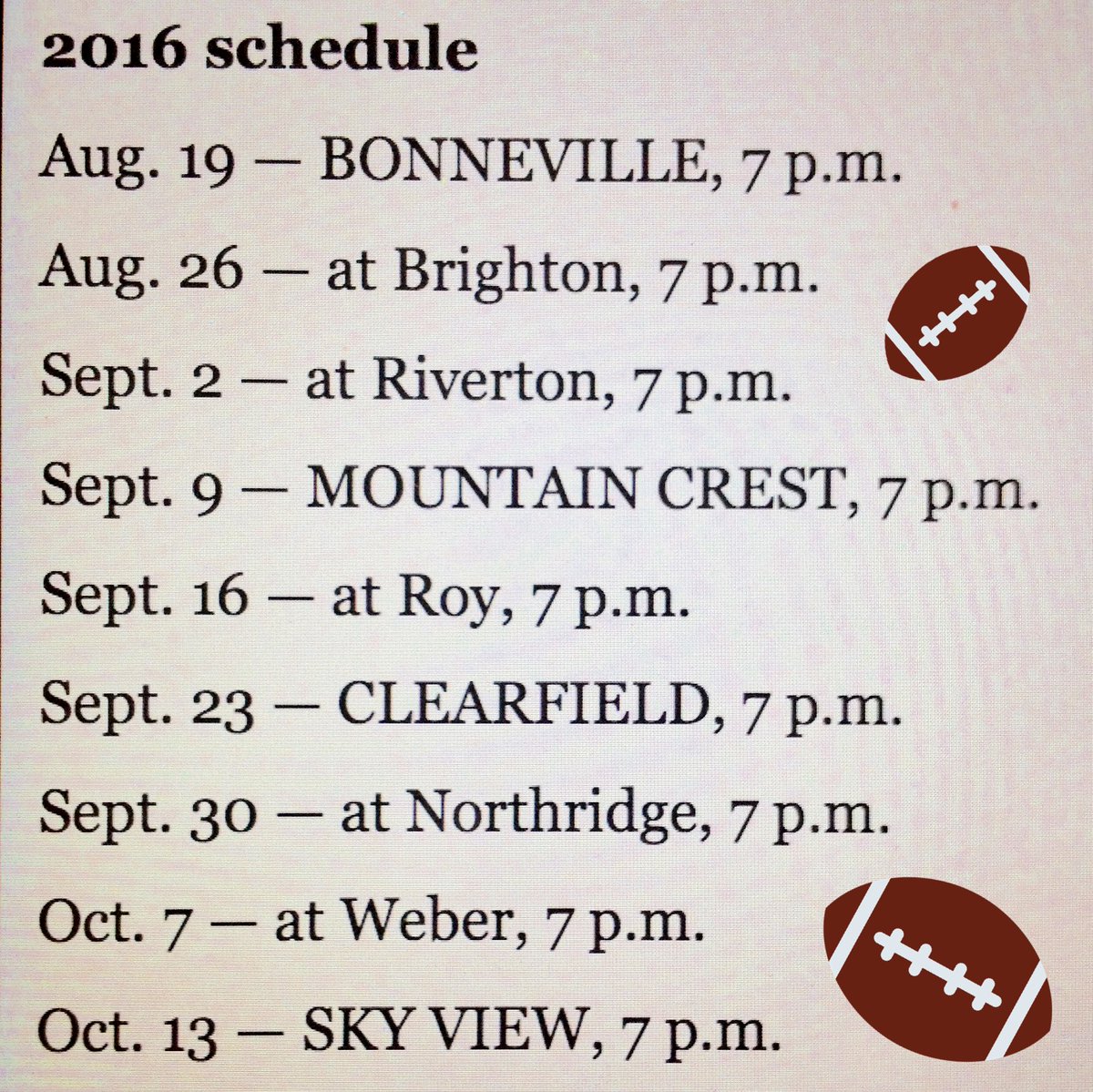 fhs_seniors2017's tweet photo. 🏈 MARK YOUR CALENDARS 🏈 RT TO GET EVERYONE TO EACH GAME https://t.co/kb27gDQCzT
