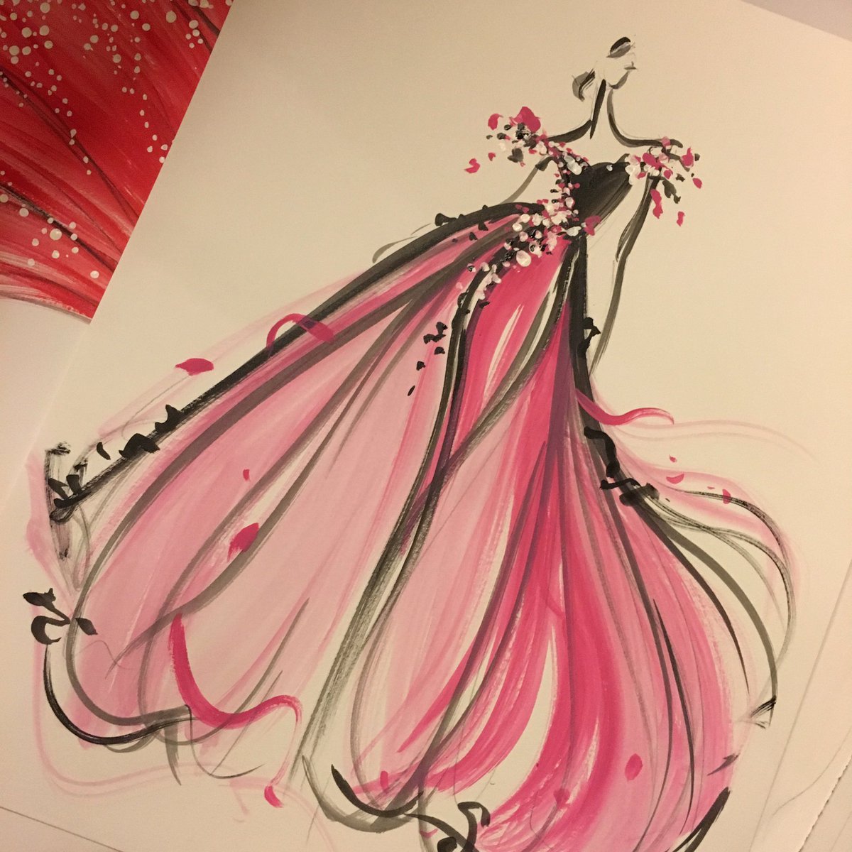 Sketch of the day: pink overlay gown! Sketch prints and originals ...