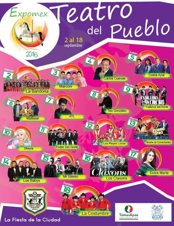 ExpomexNLaredo's tweet photo. Cartelera oficial teatro del pueblo

#ExpomexNLaredo #expomex2016 #2al18 #apuntaloentuagenda https://t.co/vYJ2ooC9bM