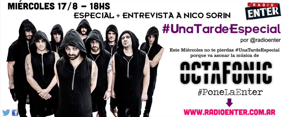 PlanetaEnter's tweet photo. #YoQueVos no me pierdo #UnaTardeEspecial mañana a las 18hs x @radioenter con nota a @SorinNicolas + @OCTAFONIC #RT 🚀 https://t.co/cvqktGs86E