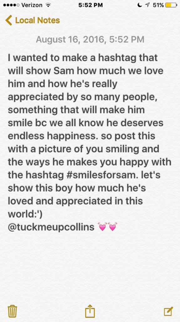 belieber9400's tweet photo. #smilesforsam 💖 https://t.co/LYayYV3YNU