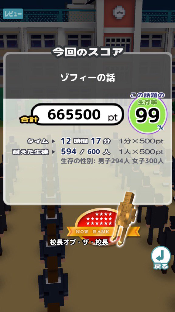 ウルトラマンシリーズもいい感じ
『ゾフィーの話』
665500pt（生存率99%）
俺の校長3D #kocho3d
ダウンロード⇒goo.gl/6FyTUL