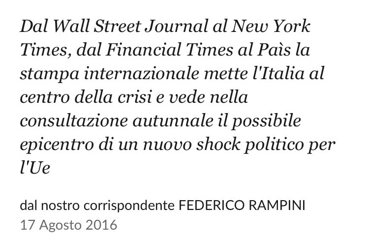 Stampa #USA e Eurista fa terrorismo su #Referendum.
Non possono accettare che l'Italia torni una democrazia.