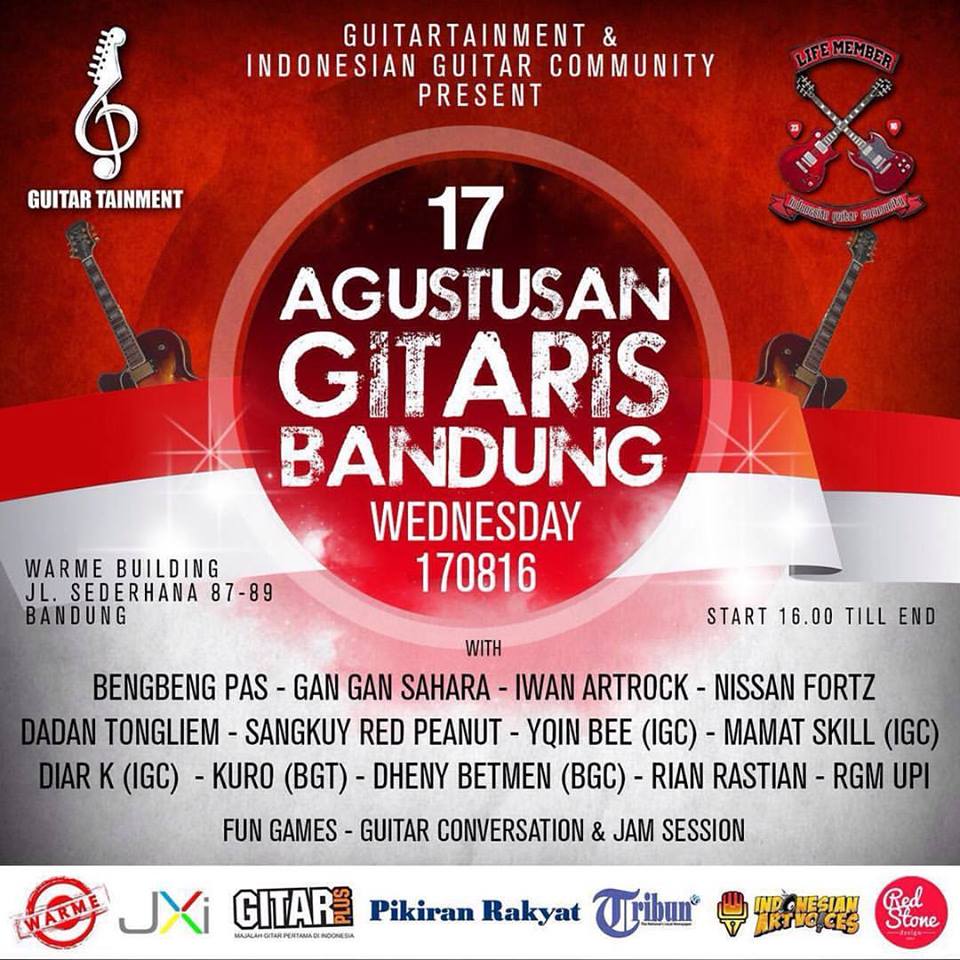 Selamat Hari Kemerdekaan RI ke 71,Air Band-ers yg di Bandung silakan merapat hr ini buat ngeliat dua gitaris AIR :)