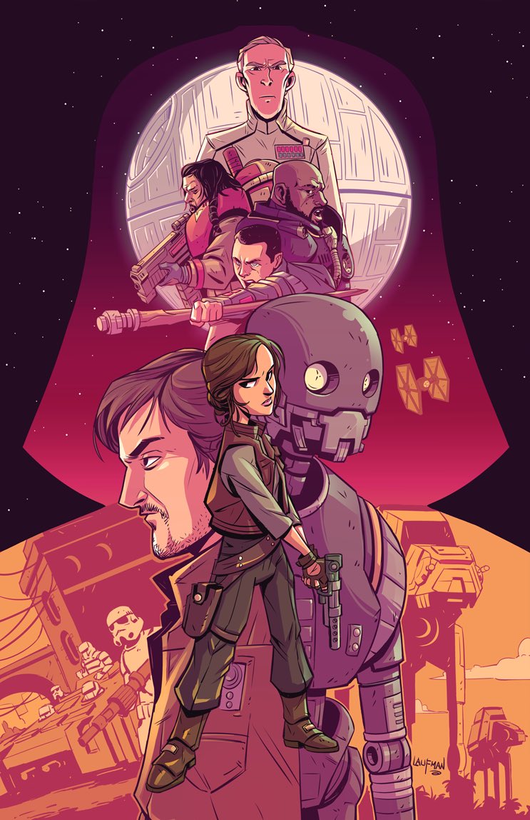 laufman's tweet image. Some pumped for Rogue One! Had to draw some fan art. Prints available at dereklaufman.com #StarWars #RogueOne