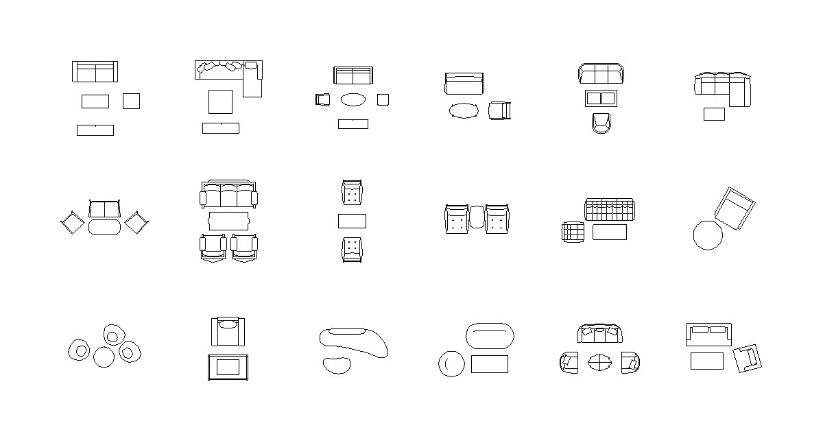 on Twitter &quot;【CADデータ無料ダウンロード】リビングセットの平面図用CADデータ23点を公開しました。すべて