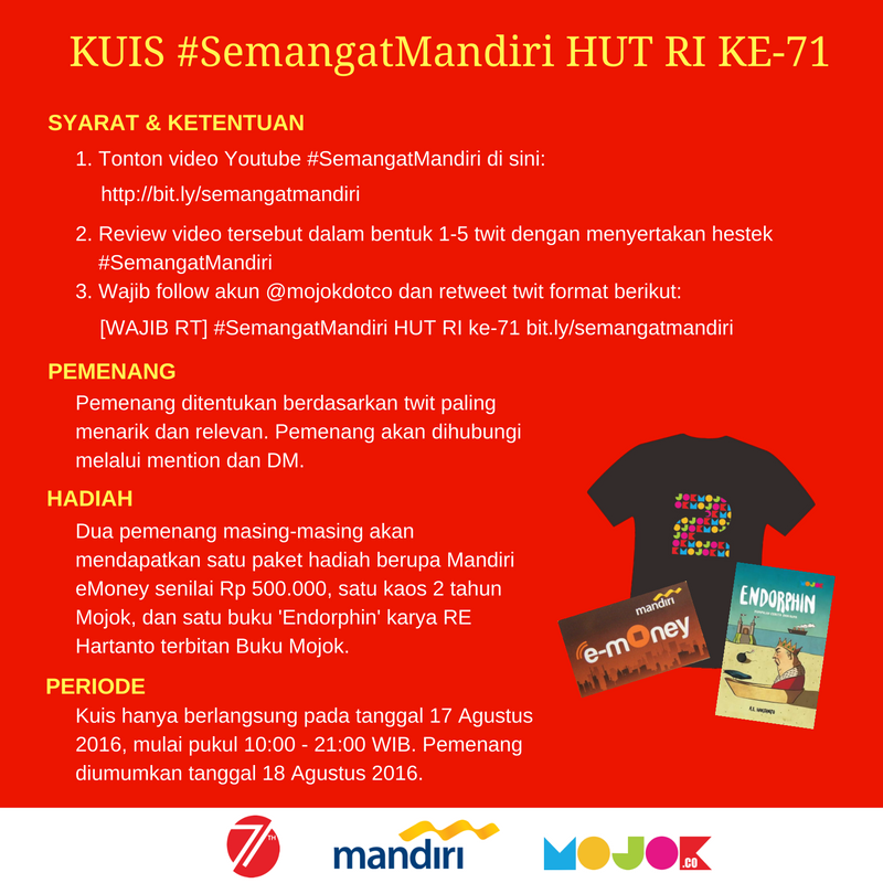 mojokdotco's tweet photo. kuis #SemangatMandiri masih dibuka hingga pukul 21:00 nanti, cek tab Likes untuk info detilnya https://t.co/dWz4kdehcR