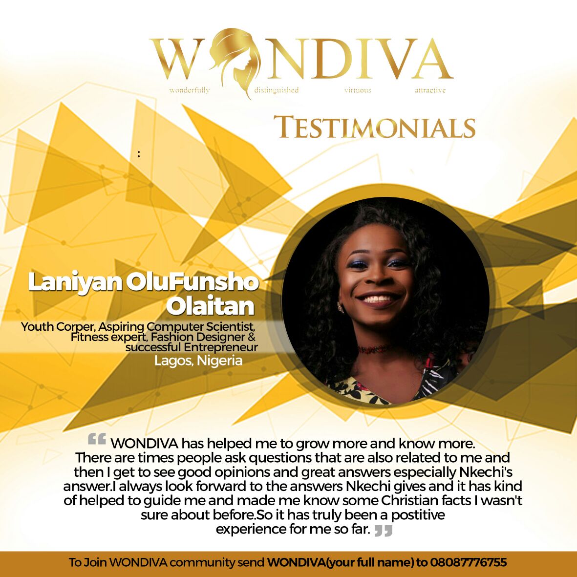 won_diva's tweet image. WONDIVA Testimonials♥♡♥#Realpeople #Realdiscussions #Realchallenges #Realsolutions #Realcommunity #One source-JESUS!