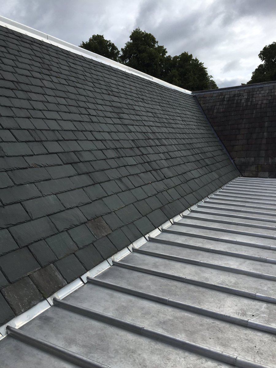 Newly installed stainless steel roof and ridges, following a lead theft.