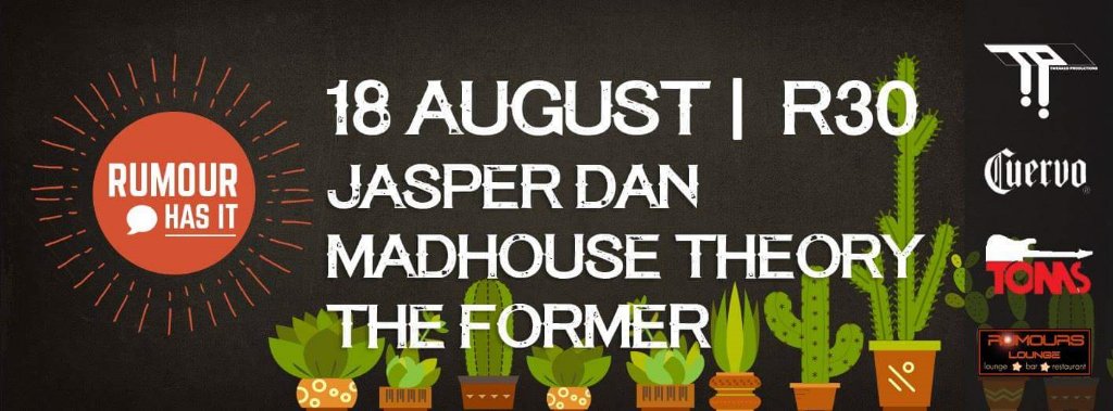 Tomorrow night 8:30pm we are on at <a href="/RUMOURSLIFE/">Rumours Lounge</a> with the amazing @JasperDanSA. What a way to start the weekend!
