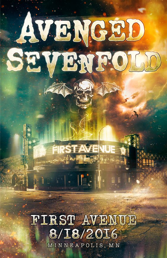 TheOfficialA7X's tweet image. We're playing a small gig for free tmrw at @FirstAvenue. Come down &amp;amp; have some fun with us! avengedsevenfold.com/news/avenged-s…