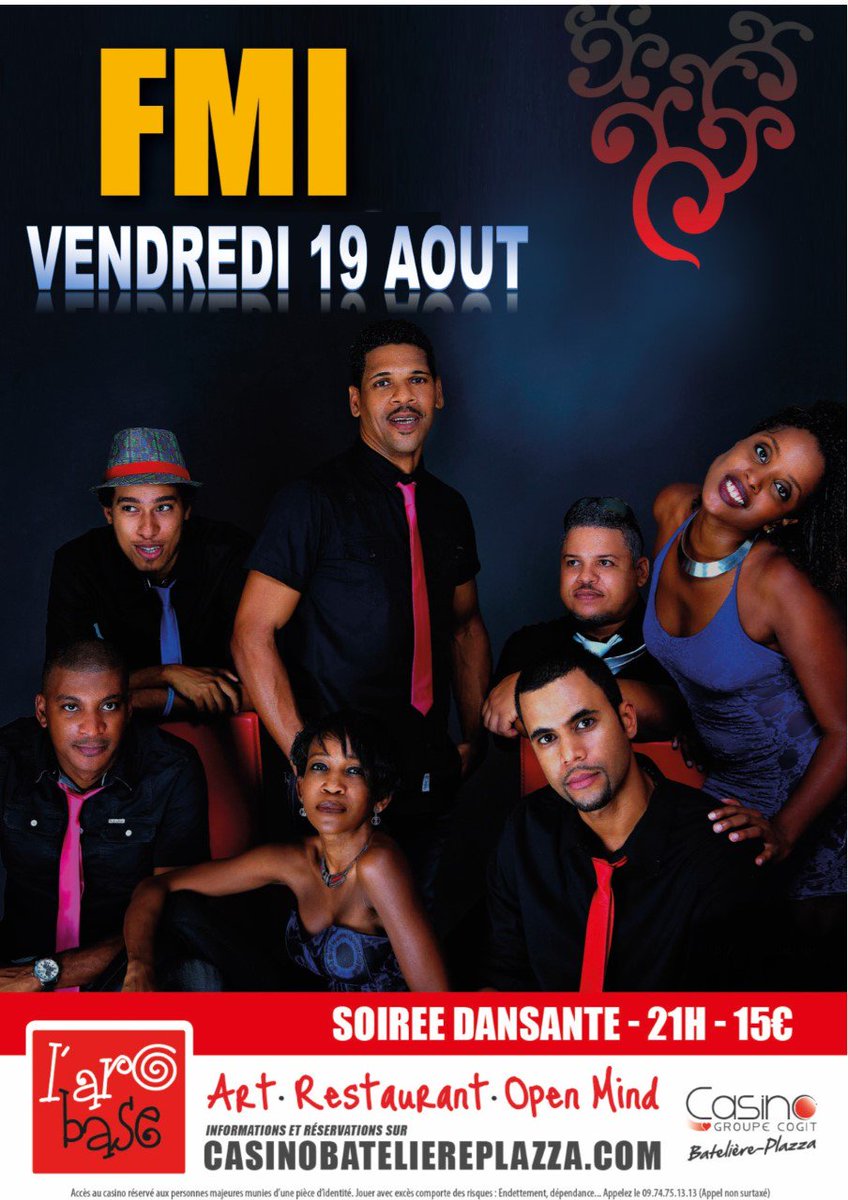 bateliereplazza's tweet photo. #FMI en concert le 19 août-21H à #LAROBASE 15€ en vente au #CasinoBatelièrePlazza et sur https://t.co/uNSMy9ACqC :)) https://t.co/Iq4fjiRx2G