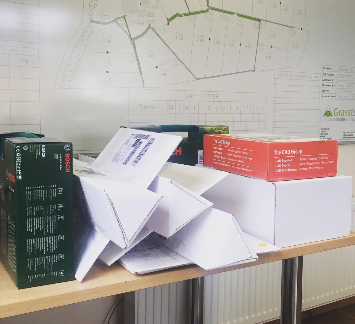 GrasstecLtd's tweet image. Plate meters, shears, rain gauges and planning permission application going out today. #platemeter #dairy #farming