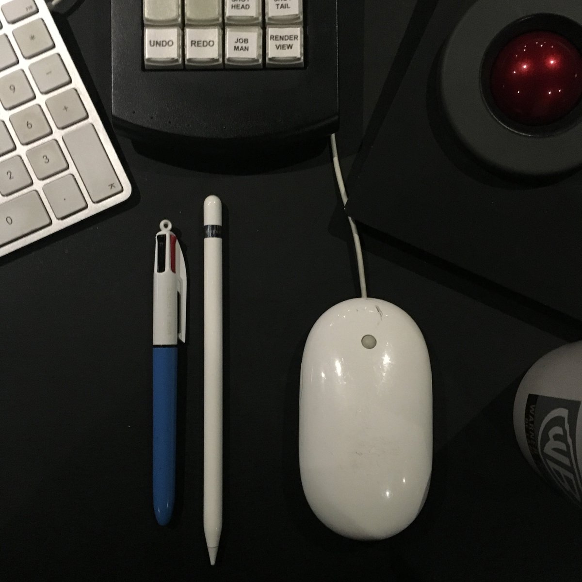 meladata's tweet photo. While waiting for a screening to start I took this portrait of my various input devices. https://t.co/Q4ts3q0KvF