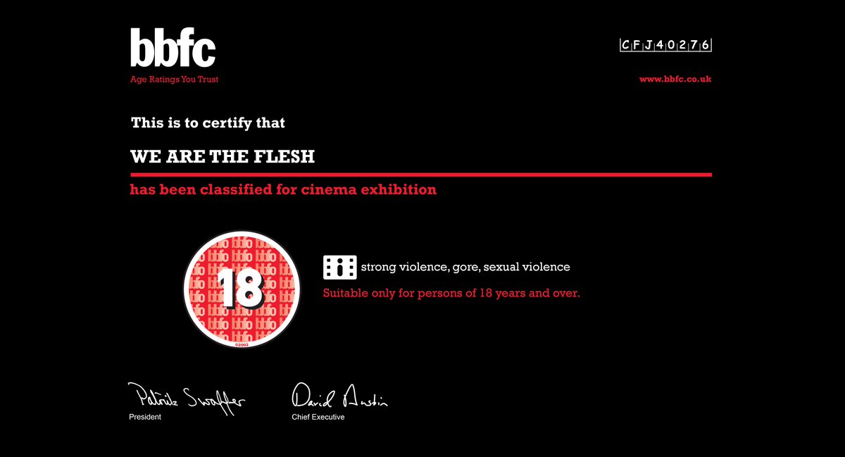 The <a href="/BBFC/">BBFC</a> have spoken! WE ARE THE FLESH has been passed uncut in the UK. Find out more here bit.ly/2bdalFs