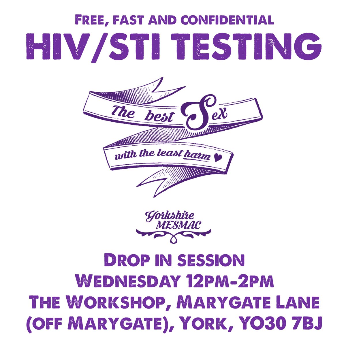 mesmachealth's tweet photo. @YorkPride We're doing free, fast and confidential #HIV and #STI testing in #York 12pm-2pm today :) https://t.co/iShZZ8Q6RN