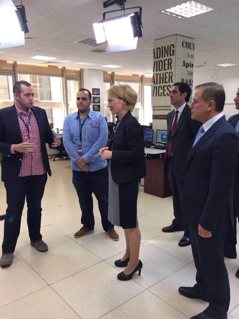 KHBPJO's tweet photo. HE Alice Wells meeting with rising stars of #KHBPJo @ArabiaWeatherJO and @CASHU listening to their success stories https://t.co/NLxjbEyTGh