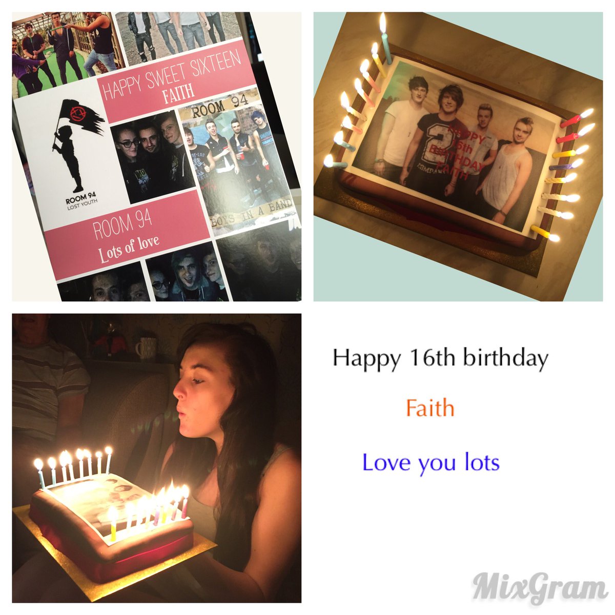 lozz69's tweet photo. @ROOM94 @kieranlemon @deanlemon @kityeh @badman_sean please RT room94 birthday cake and card for Faith's 16th 🎂🎂🎂 https://t.co/rEkPRxGOpB