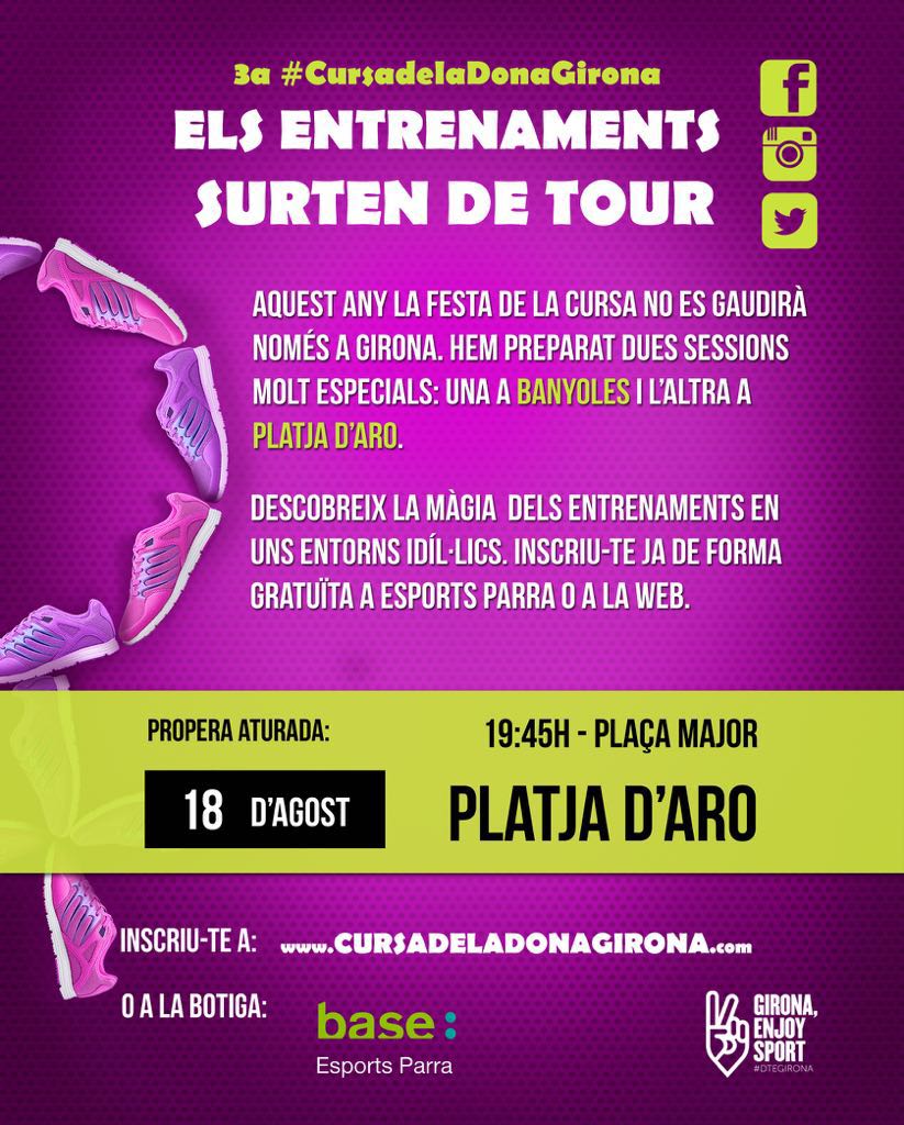 esports_gi's tweet photo. Demà dijous gaudireu de l'entrenament @CursaDonaGirona a @platjaroturisme !!! :O #objectiu5000 #cursadeladonagirona https://t.co/gTCqzTHbjp