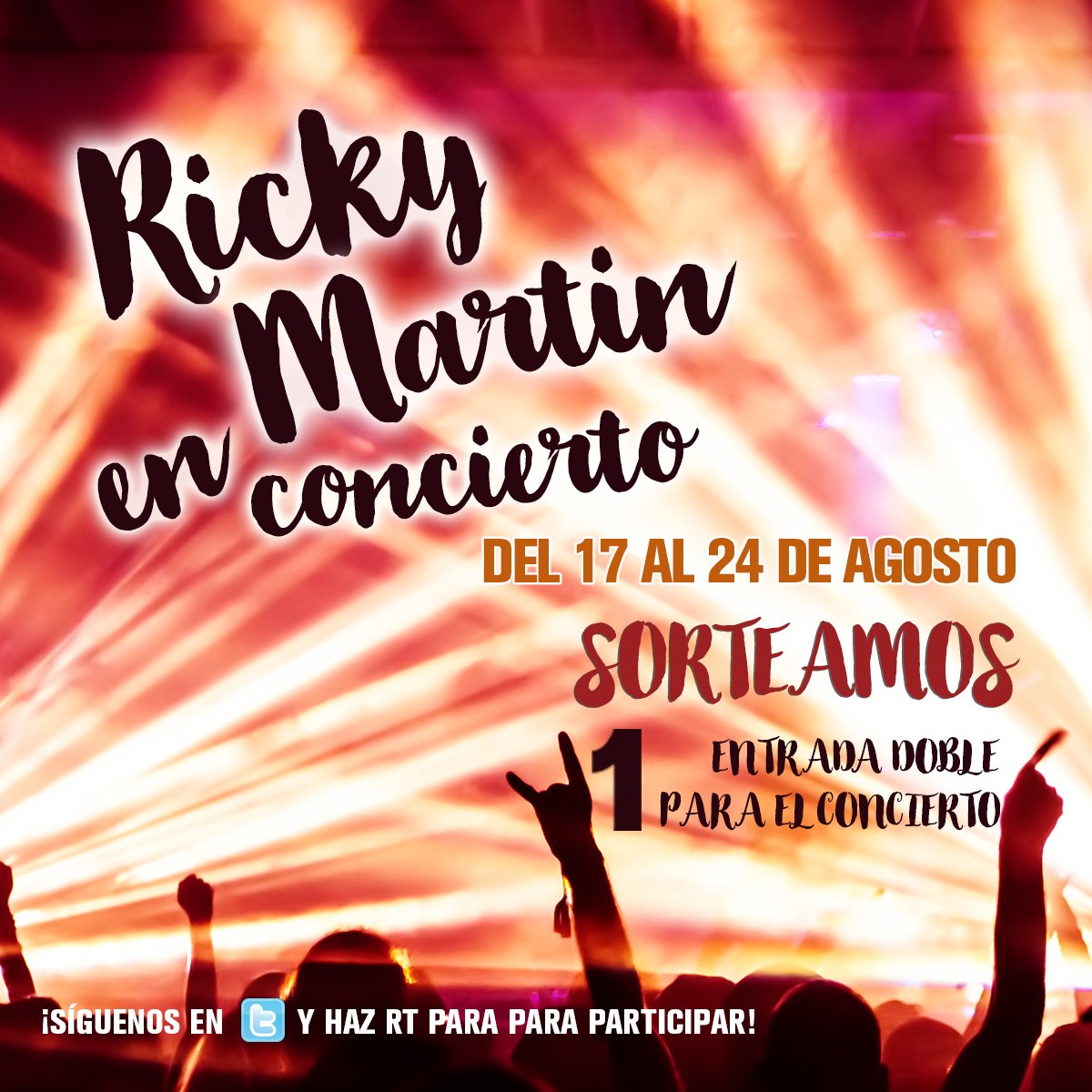 LasTerrazasCC's tweet photo. Síguenos y haz RT del tweet fijado para participar en el #sorteo de 1 entrada doble para el #ConciertoRickyMartin 😄 https://t.co/AesXul5yuZ