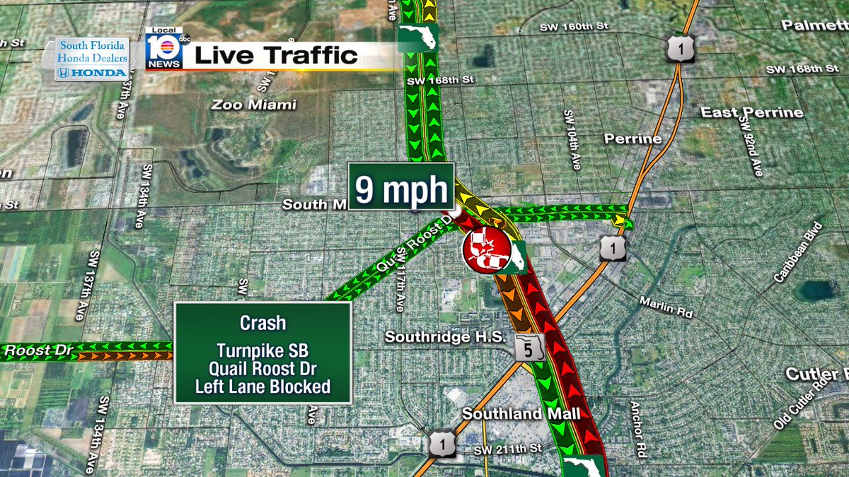 Accident on Turnpike SB at Quail Roost Dr #traffic https://t.co/Kqlw2LPuN7