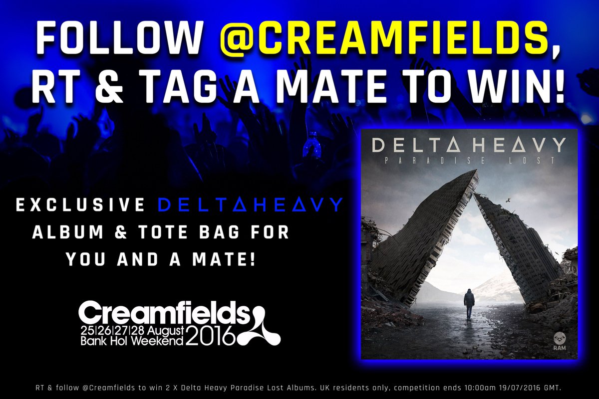 Creamfields's tweet photo. Follow @Creamfields RT &amp; Tag to #WIN exclusive @DeltaHeavyUK Album &amp; Tote! 💥 #WinItWednesday #Giveaway #Competition https://t.co/Dvejm3DHwh