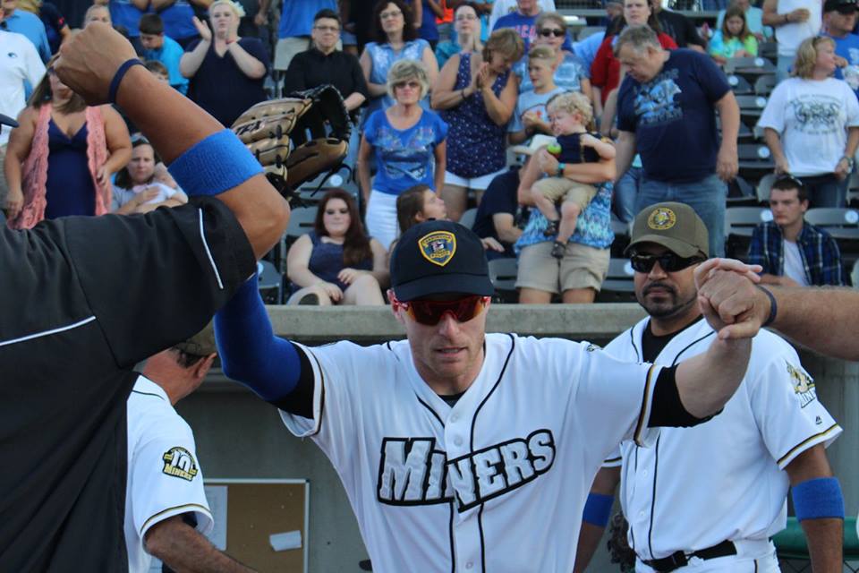 SIMiners's tweet photo. DYK: On #StandUpForBlue night our players wore hats from police departments around the area! https://t.co/9SqRD0ug0A
