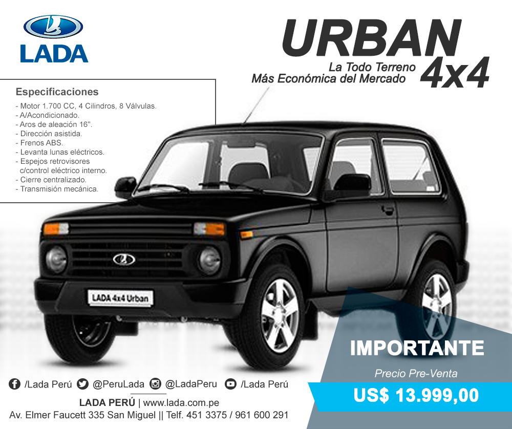 PeruLada's tweet photo. NUEVA URBAN4X4 ANTERIOR NIVA. EXCLUSIVO AUTOMOTIVE COMPANY SAC EN PERU. #LADAPERU #URBAN4X4 #RUSTICOS #SOBRERUEDAS https://t.co/M8v2nPlwGl