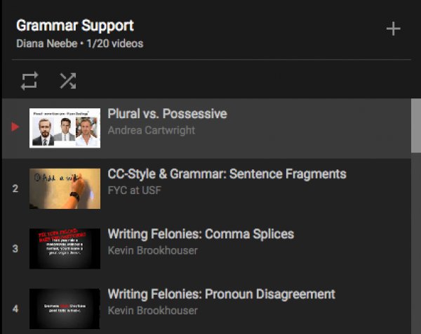Curated playlist of 20+ grammar support videos for high schoolers: goo.gl/9jno9N  
#CAEdchat #EngChat