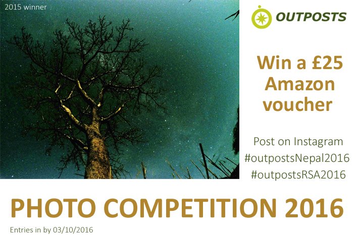 Open Expeditioners 2016 post your pics to Instagram using #outpostsNepal2016 or #outpostsRSA2016 to win £25 voucher