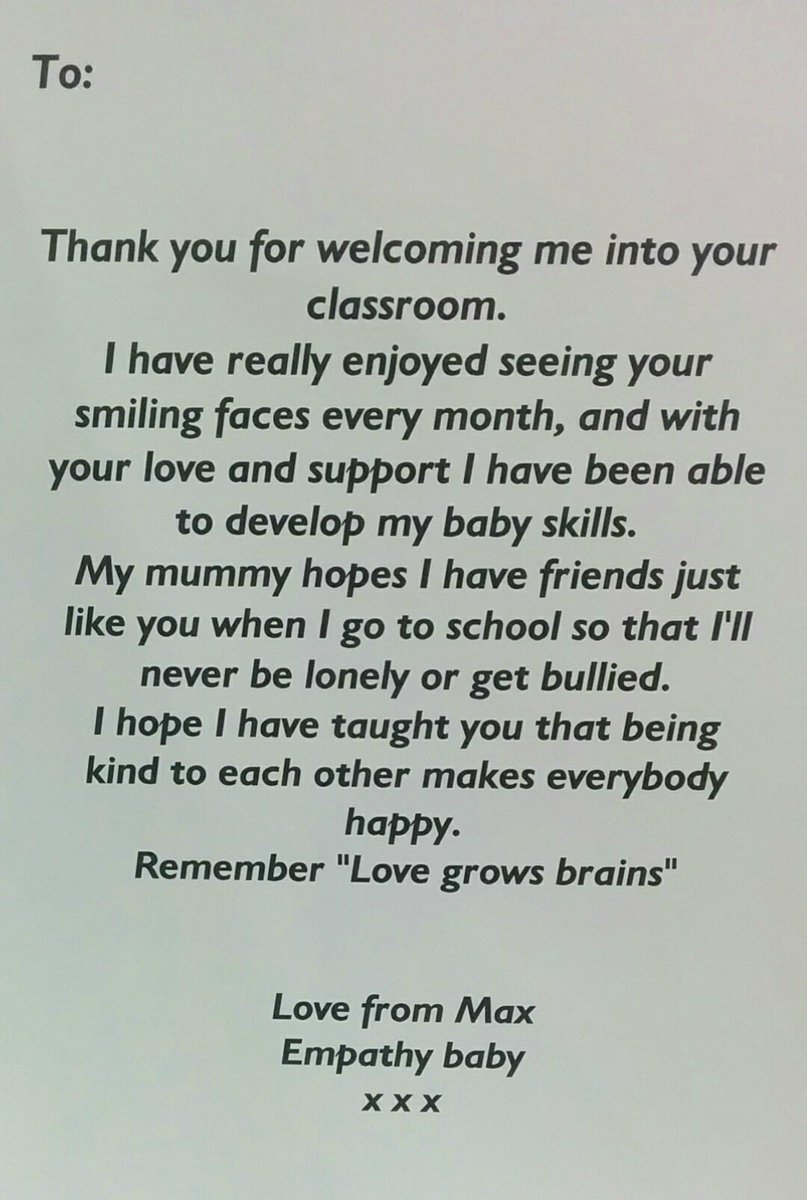 RootsofEmpathy's tweet photo. When Baby Max took off his Tiny Teacher t-shirt, this was u'neath. He sent this card to his students. #superheroes https://t.co/Ks7YJC5Fp5