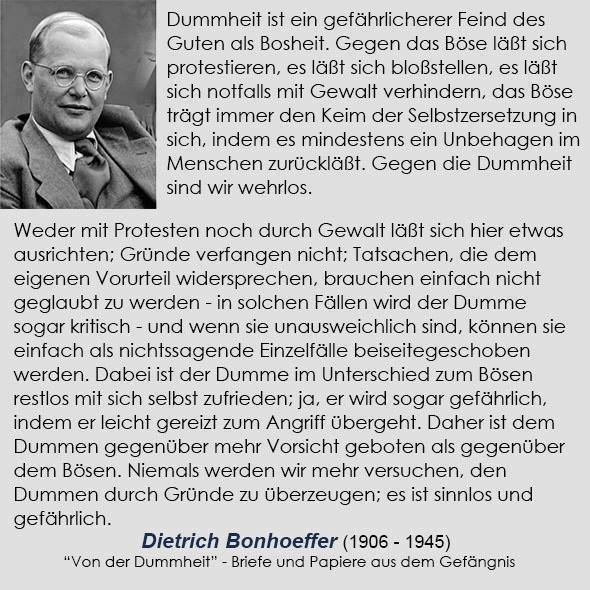 izmedien's tweet photo. Dietrich Bonhoeffer: Warum das Dumme gefährlicher ist als das Böse. https://t.co/RhGioaYRVs