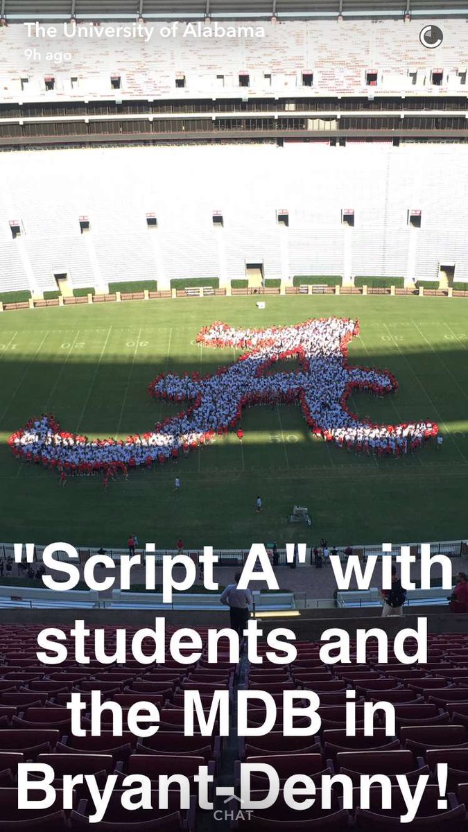BamaBromo_'s tweet image. I can not wait to see this new UA Tradition this season!! #RTR #ScriptA #MillionDollarBand #MDB #BryantDenny 🅰🎺🐘🏈