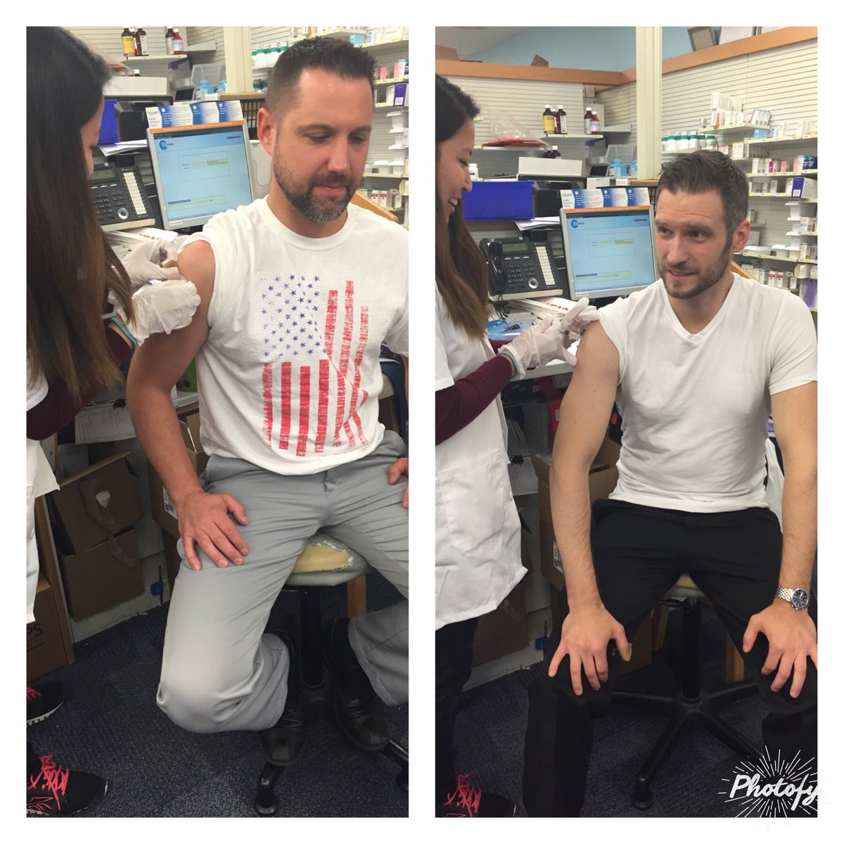 SMITs at 8006 in Ann Arbor (Lance and Bryan) getting their flu shots. #pride9 💉