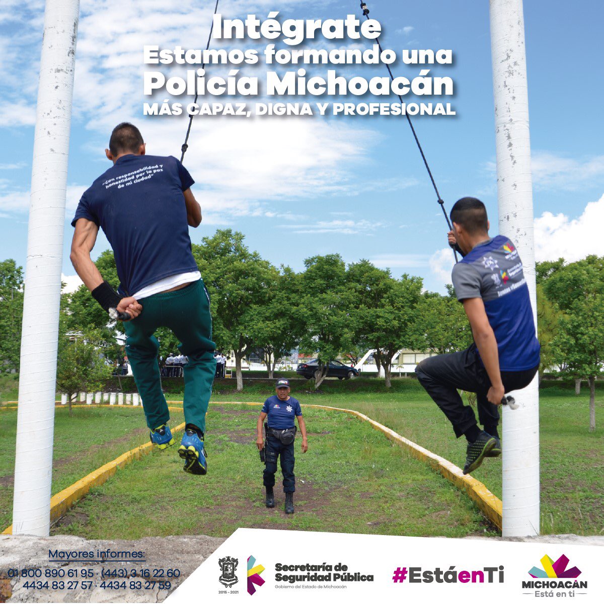Estamos formando una #PolicíaMichoacán más capaz, digna y profesional, ¡intégrate!  #EstáenTi
Info 01 800 890 6195.