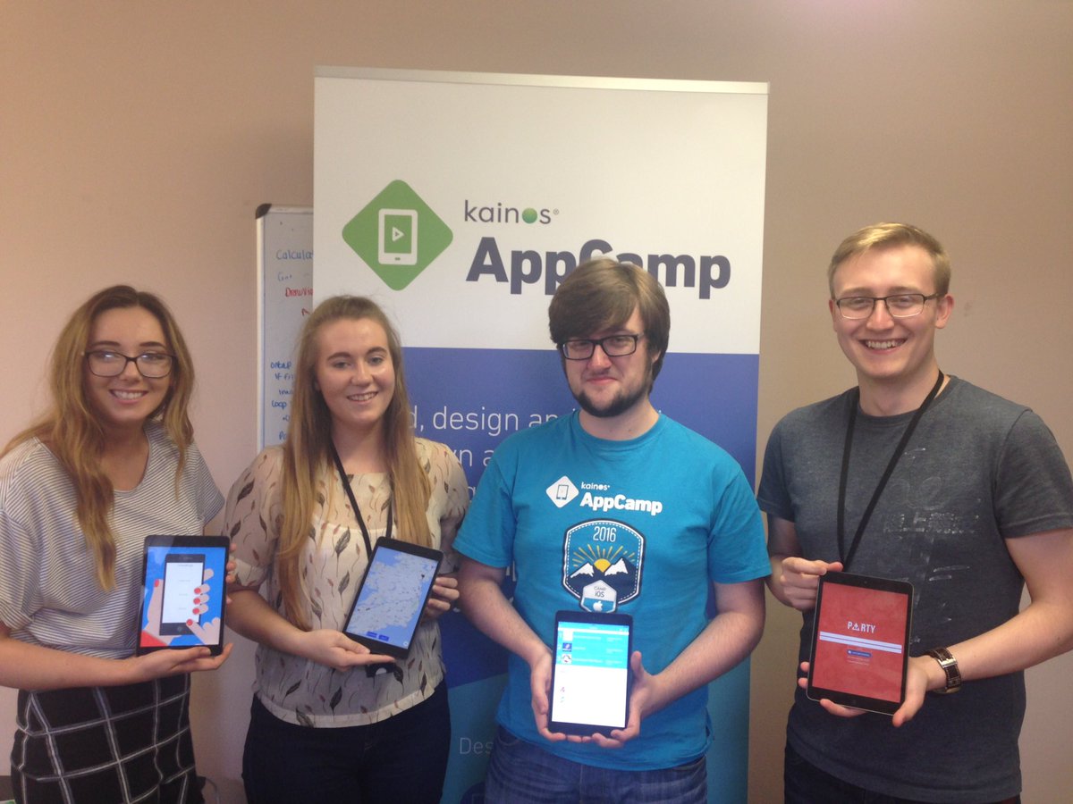 KainosAcademy's tweet photo. It's the penultimate week &amp; our AppCampers are looking proud of what they've developed so far #AppCamp2016 https://t.co/nSm0BxbDGF