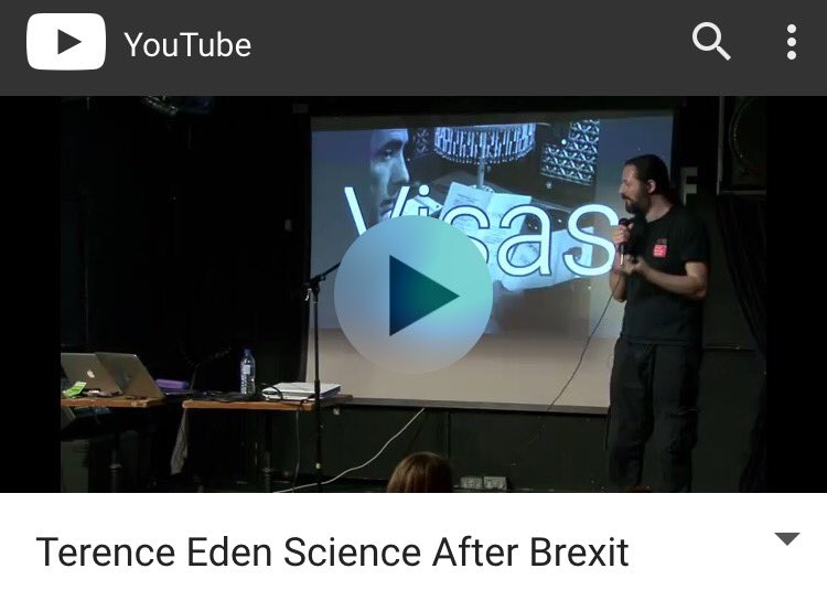 The first of our "Science after Brexit" talks is live. Watch the fantastic <a href="/edent/">Terence Eden is on Mastodon</a> here: youtube.com/watch?v=KMwfMH…