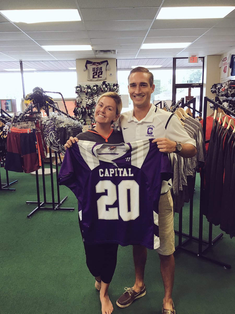 TheVelocityLax's tweet photo. Our boy @ocallaghan20 from @CapMensLax &amp; our MS Central coach giving us his uni to hang! #velocityfam https://t.co/PzVrFn7bhx