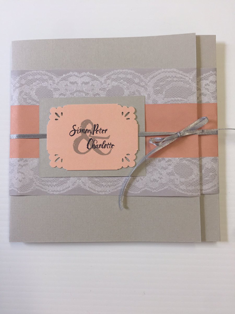 Breeze_Printing's tweet photo. A salmon and lace invite we did recently. #wedding #love #dpdesigns https://t.co/dQXqFYdkdL