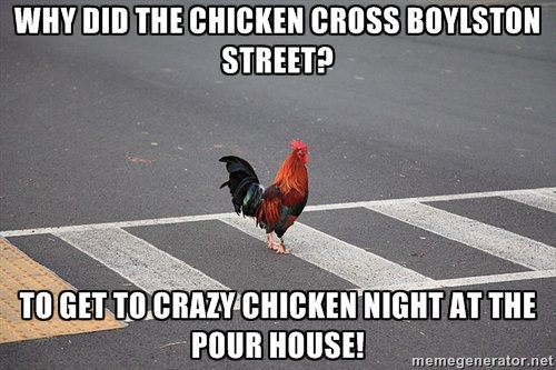 pourboston's tweet photo. 1/2 priced chicken sandwiches @pourboston 6-10p #cheapeatsboston, #mealdeals https://t.co/m44qhWFw6L