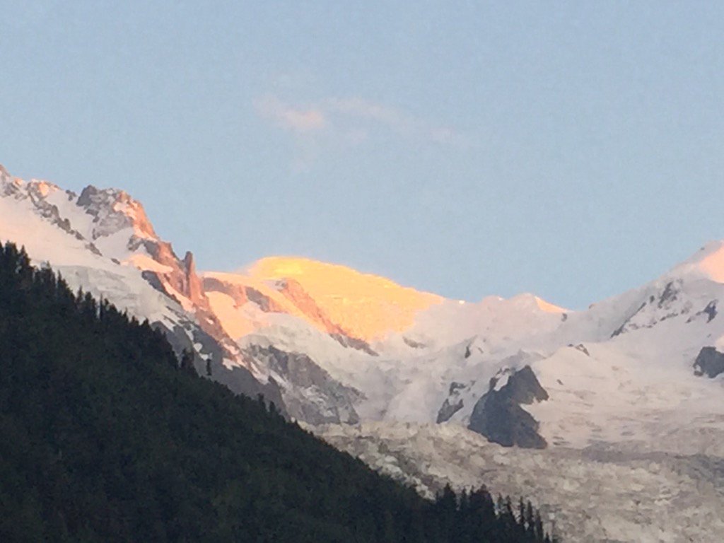 Watching sunset over Mont Blanc from my balcony