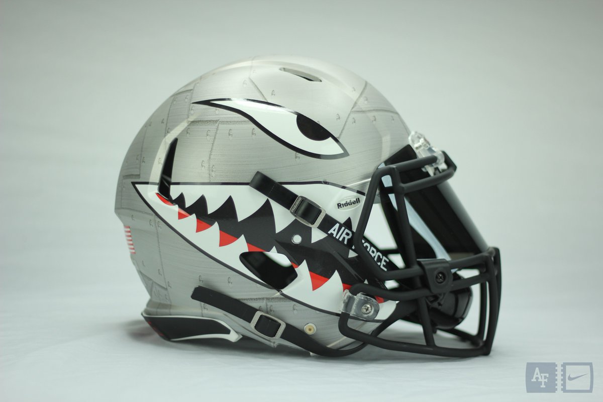 AF_Football's tweet photo. AIRPOWER Legacy Series Helmet photoshoot for the fans! A closer look at the details of the helmets! #LetsFly #AFAPLS https://t.co/e4xnNe3v2D