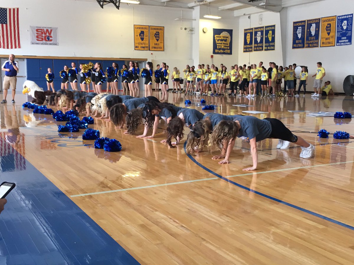 Spirt training during Freshmen First Day. Thanks for joining us <a href="/CSHSMascot/">Baldy</a>
